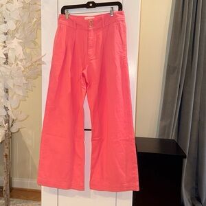 BODEN Cotton Wide-Leg coral pink pleated trousers/ pants